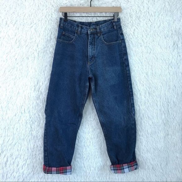 EXCELLENT CONDITION GUIDE GEAR VINTAGE PLAID FLANNEL-LINED HEAVY MOM JEAN SIZE 8 - Picture 1 of 8